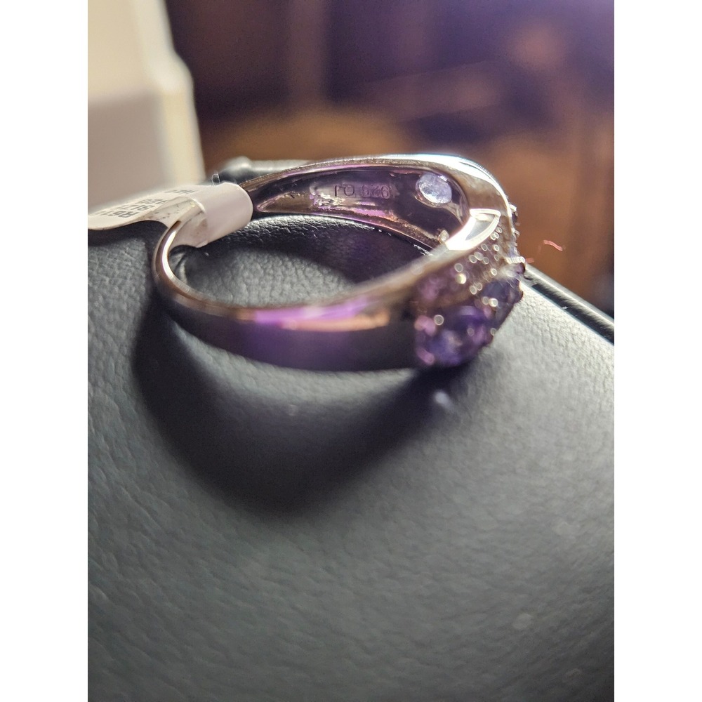 Sterling Silver Tanzanite Diamond Bypass Ring 925 S/S Size 7 R6184TANWD - Picture 3 of 4